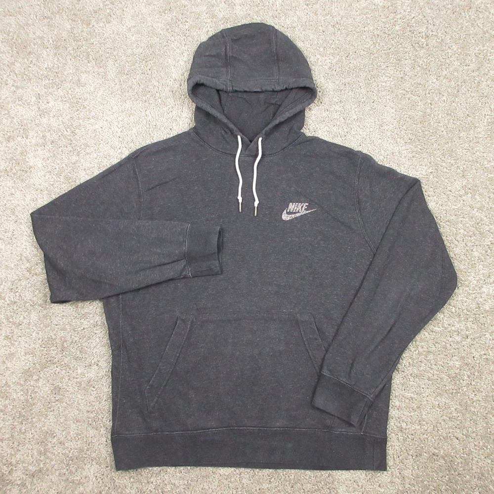 Nike‎ Sweater Mens Large Black Charcoal Sportswear Pullover Hoodie Sweatshirt